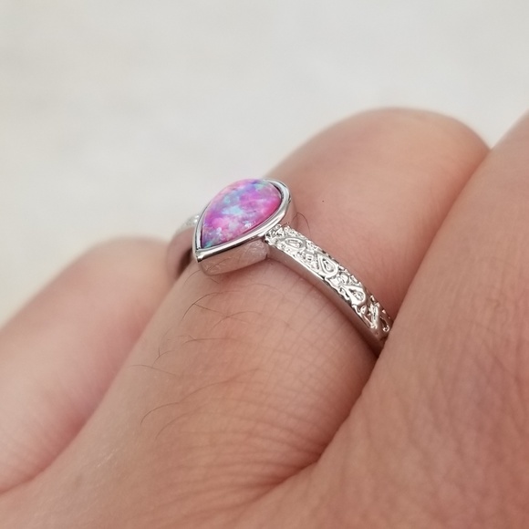 18k Over Sterling Pink Opal Ring - Picture 8 of 8